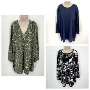 Jenni NWT Women's 3 Pack Bundle Sleep Shirts Size L Black, Green, Navy Blue